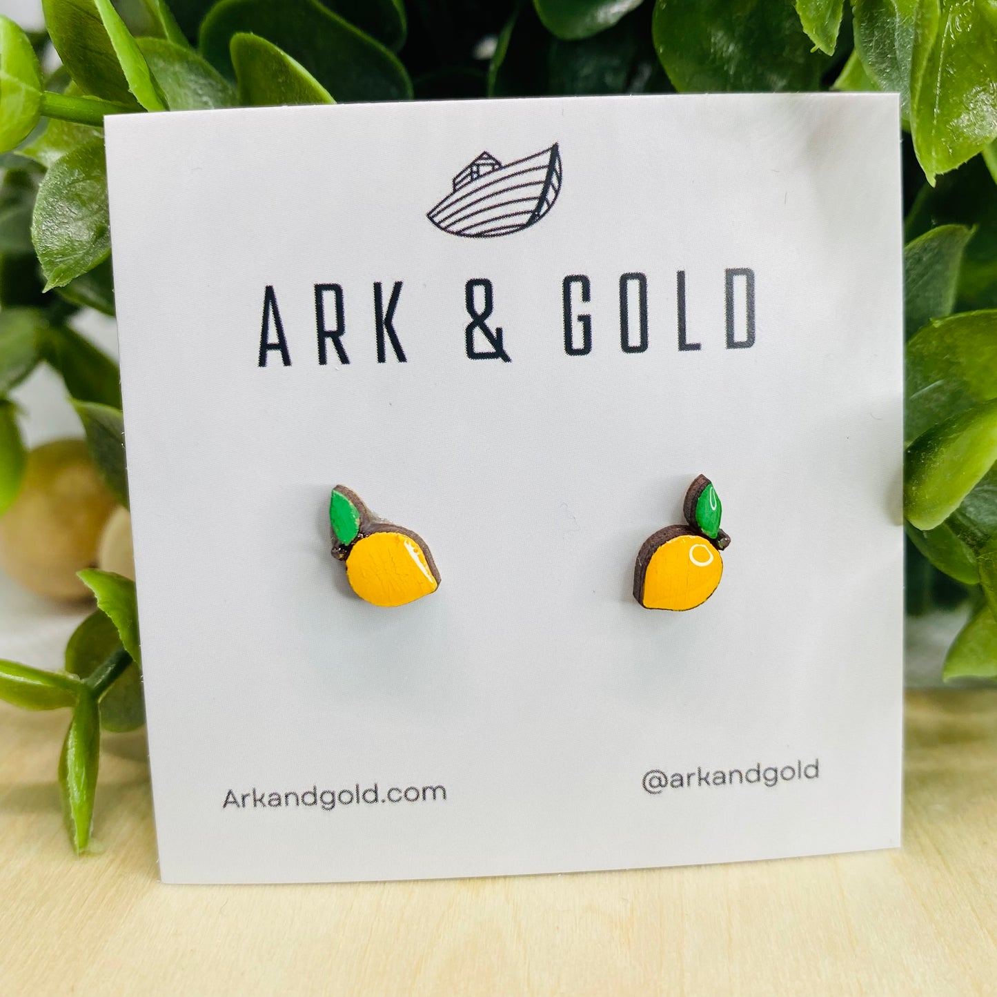 Lemon Studs- Handmade Wood Earrings