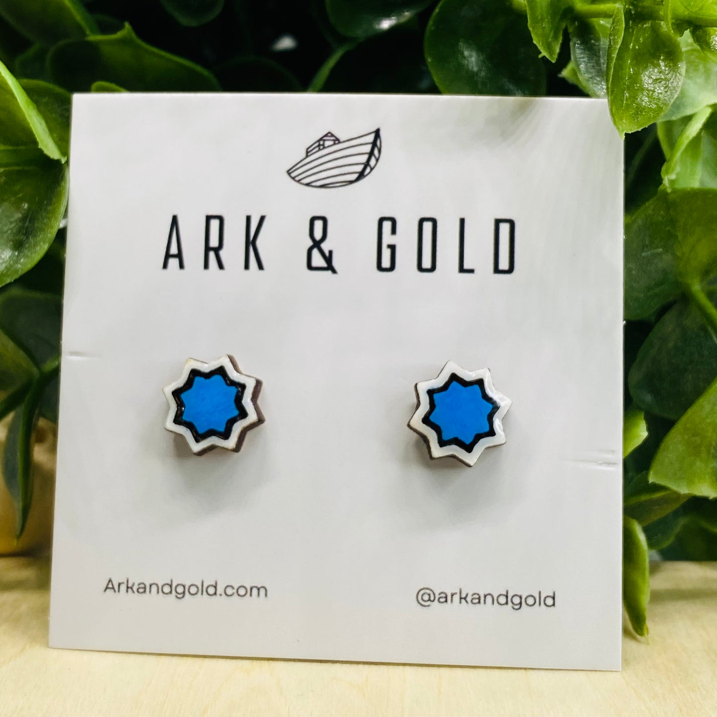 Hexagram Studs- Handmade Wood Earrings