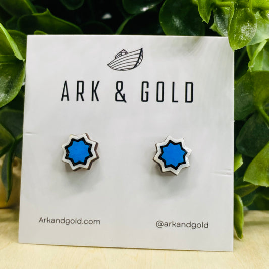 Hexagram Studs- Handmade Wood Earrings