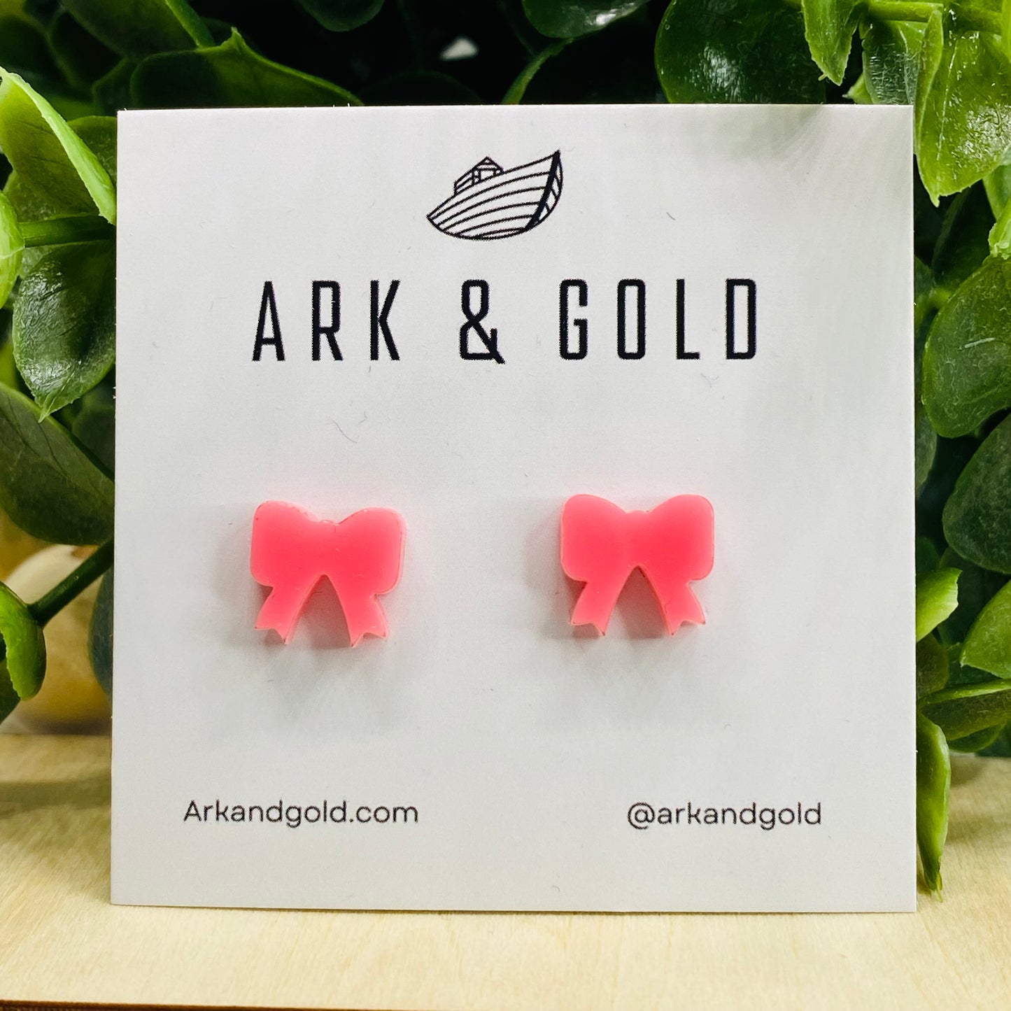 Handmade Pink Bow Stud Earrings