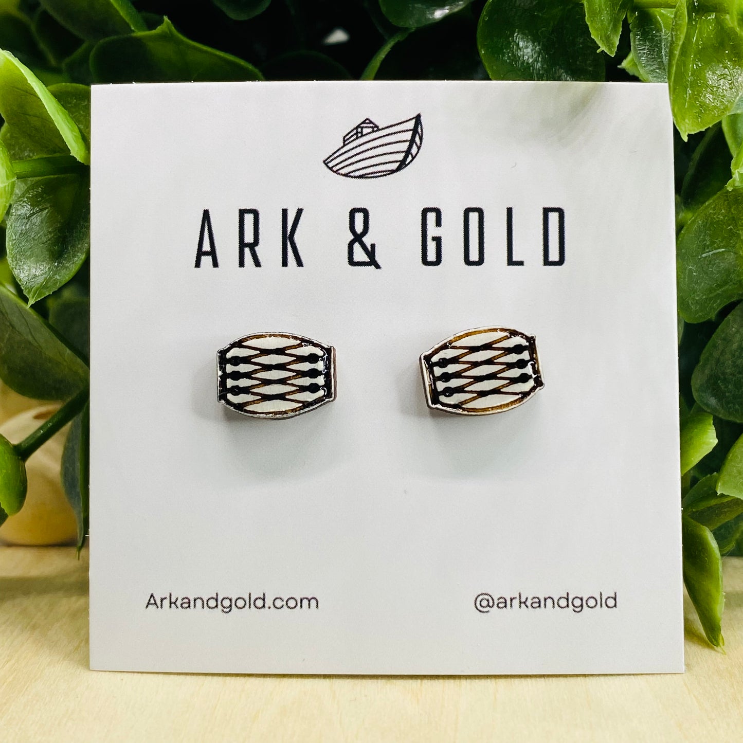 Indian Dhol (Drum) Studs- Handmade Wood Earrings