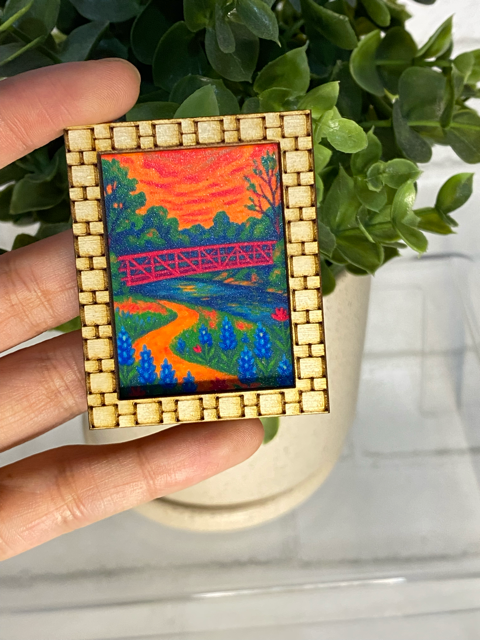 Miniature framed art magnet- Austin Collection