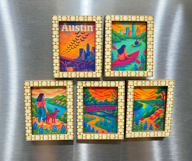 Miniature framed art magnet- Austin Collection