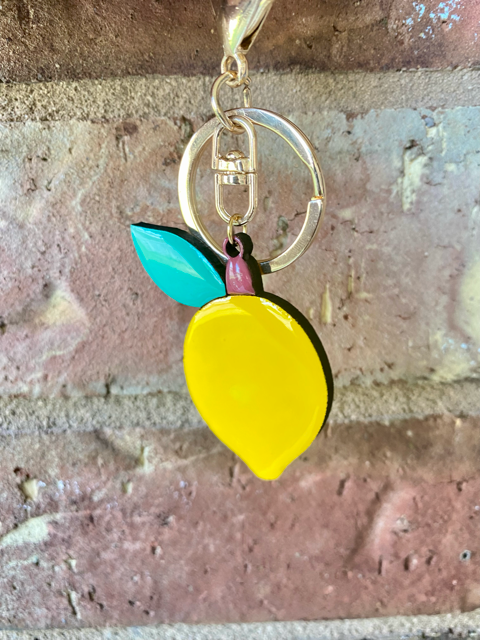 Lemon- Handmade Wood Keychain
