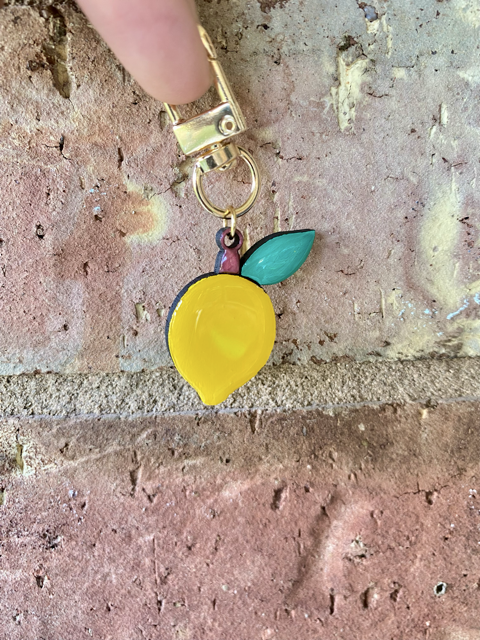 Lemon- Handmade Wood Bag Charm