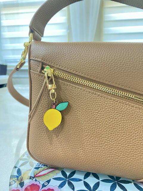 Lemon- Handmade Wood Bag Charm
