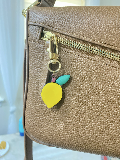 Lemon- Handmade Wood Bag Charm