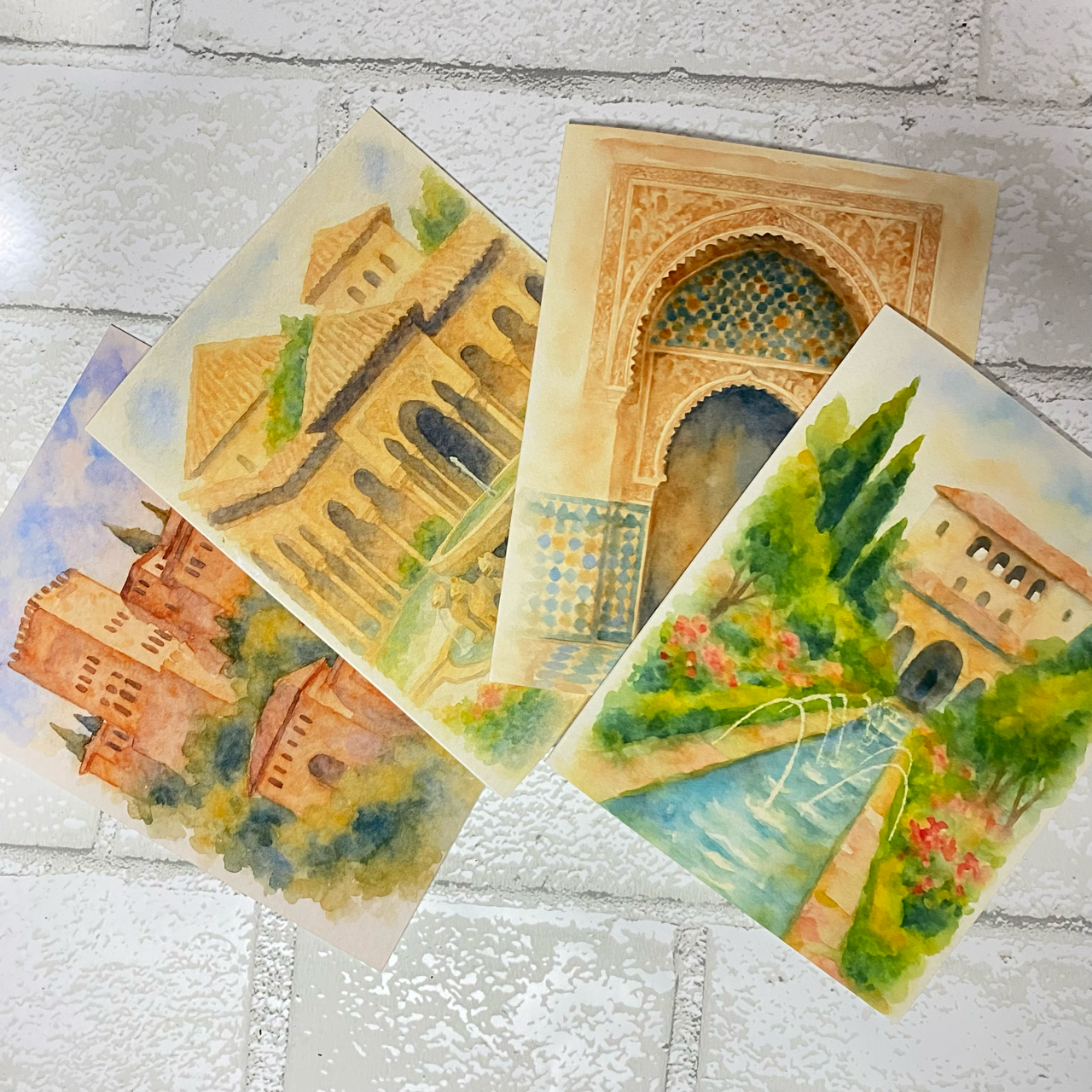 The Alhambra Collection – Set of 8 Watercolor Greeting Cards from Granada