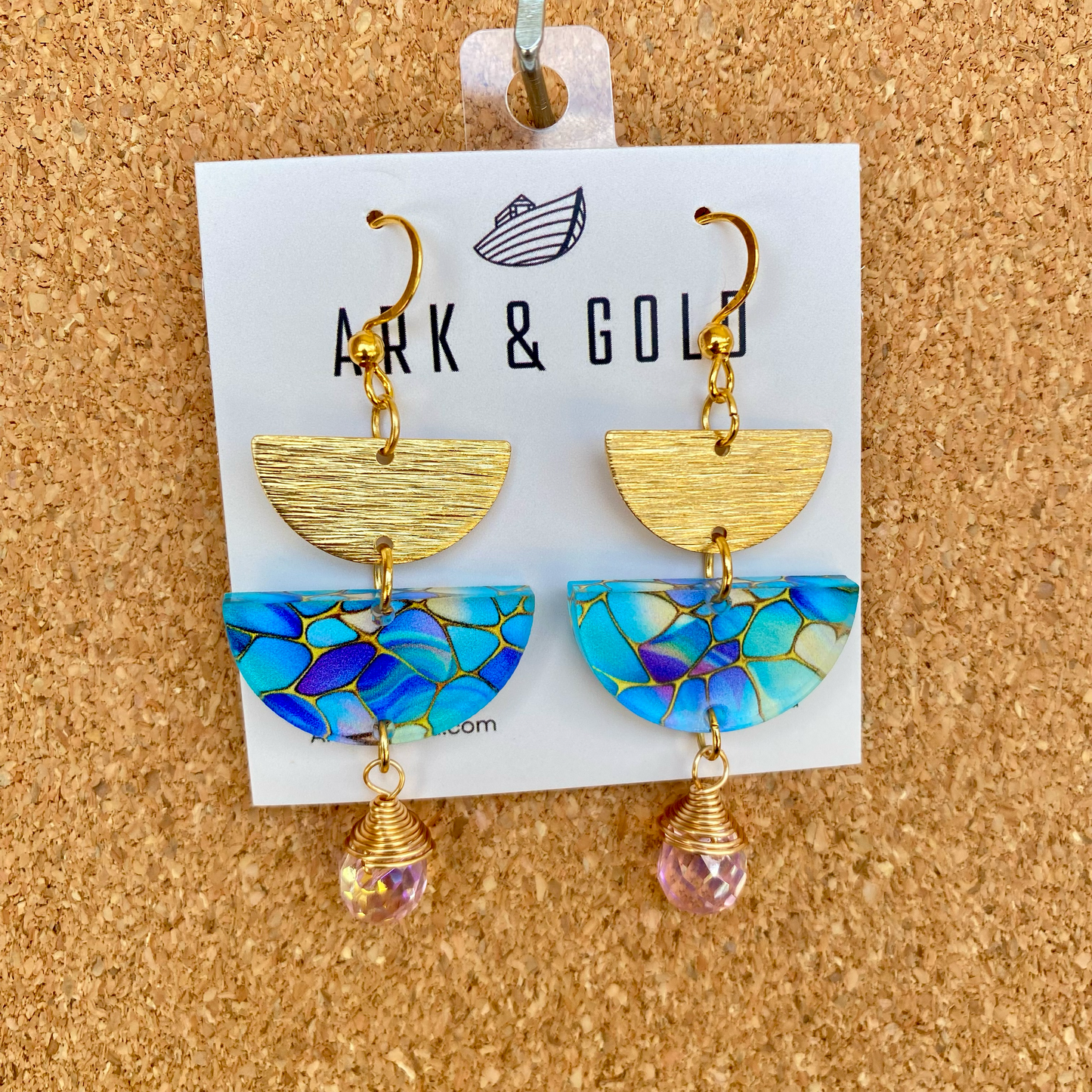 Stained Glass Half Moon Dangle Earrings