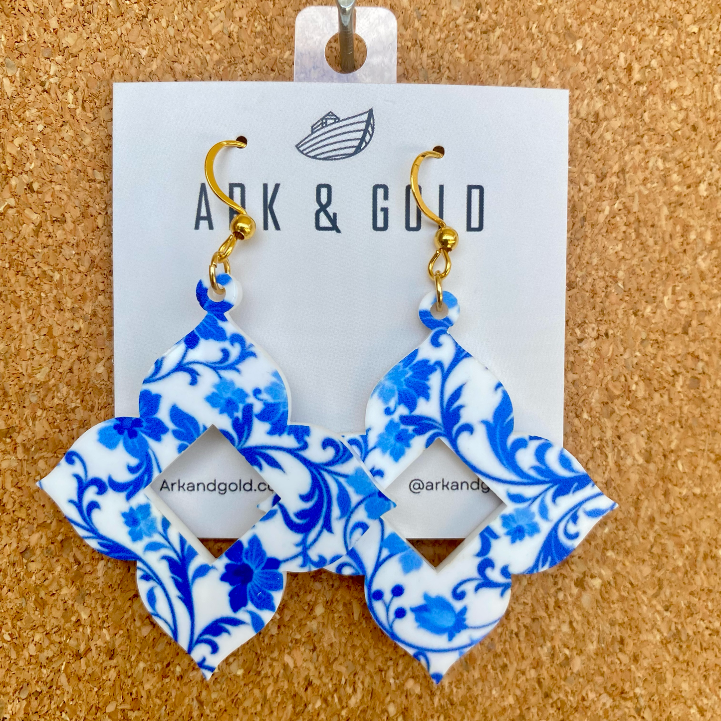 Blue and White Statement Earrings