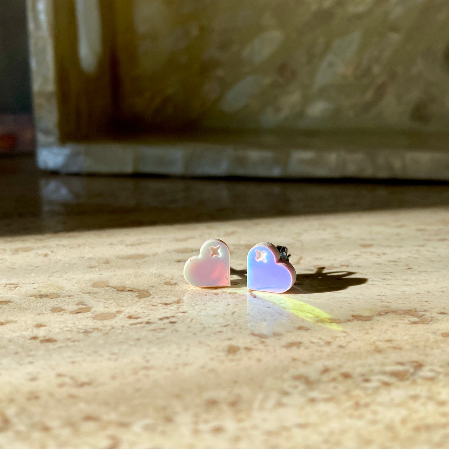 Handmade Heart Stud Acrylic Earrings