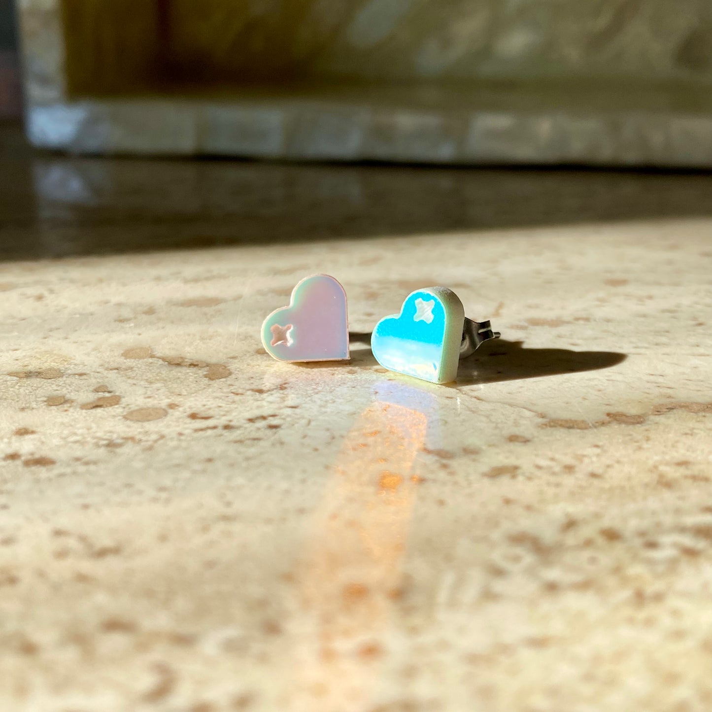 Handmade Heart Stud Acrylic Earrings