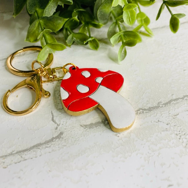 Mushroom- Handmade Wood Keychain