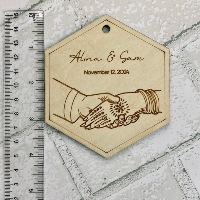 CUSTOM Indian Wedding Personalized Wood Coaster (set of 4)