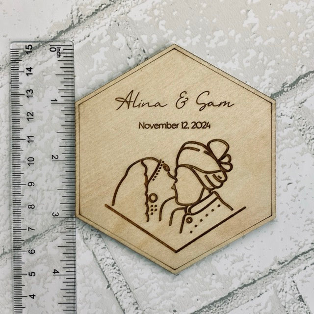 CUSTOM Indian Wedding Personalized Wood Coaster (set of 4)