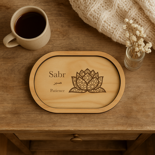 Custom Oval Wood Tray with Arabic Calligraphy – Personalized Engraved Serving or Decor Piece, Unique Gift for Weddings & birthday gifts