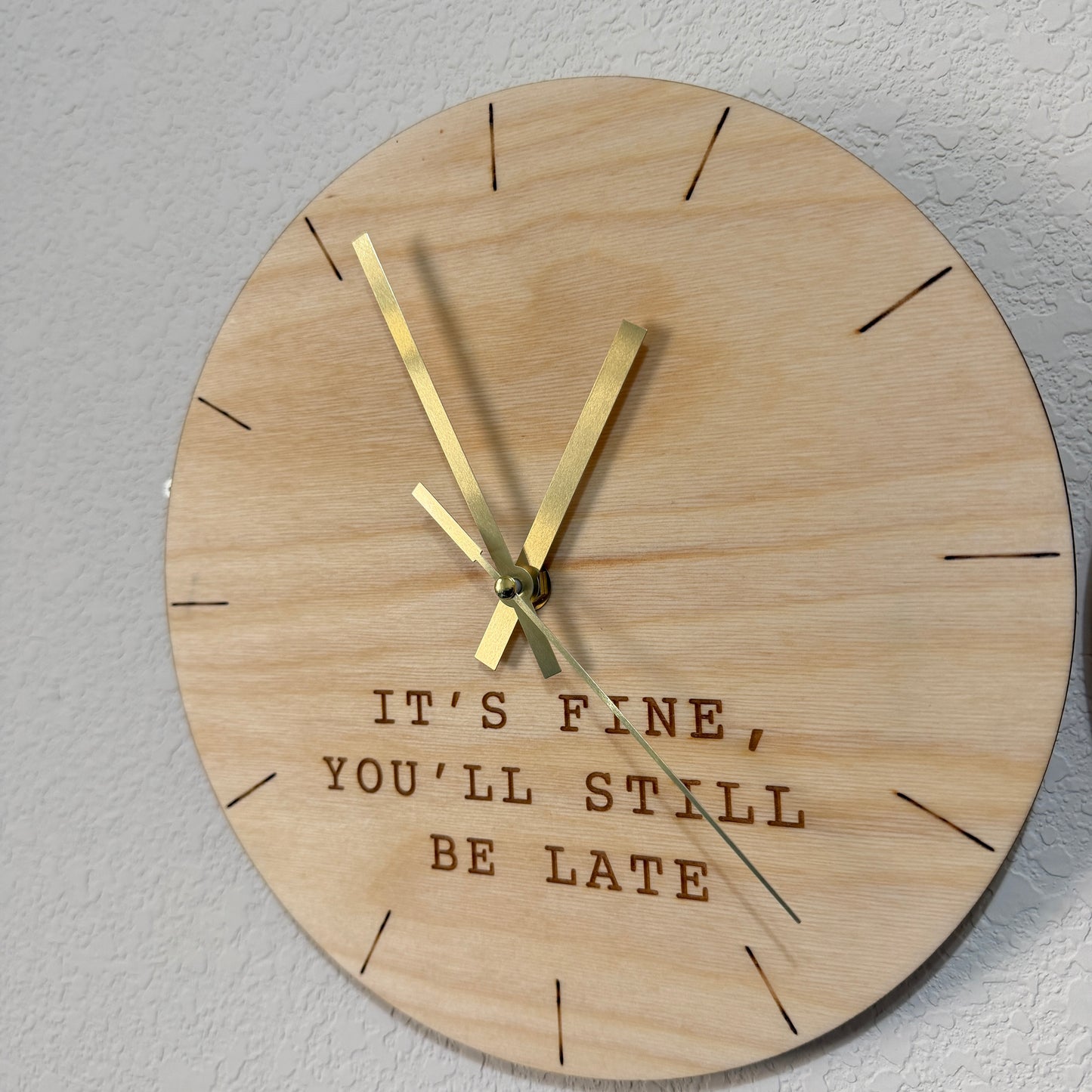 Handmade Round Custom Message Wall Clock - Silent - Handmade with Wood