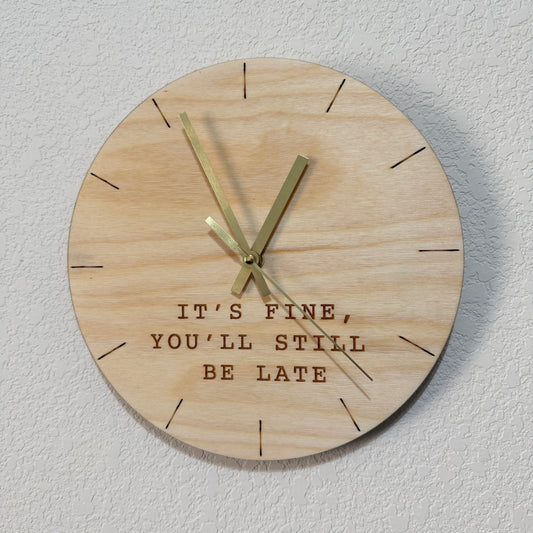 Handmade Round Custom Message Wall Clock - Silent - Handmade with Wood