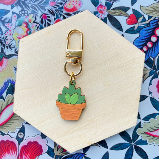 Potted Plant- Handmade Wood Bag Charm