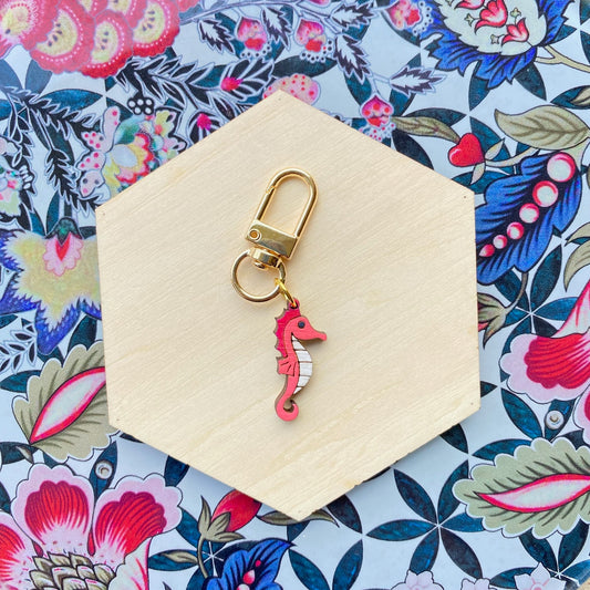 Seahorse- Handmade Wood Bag Charm