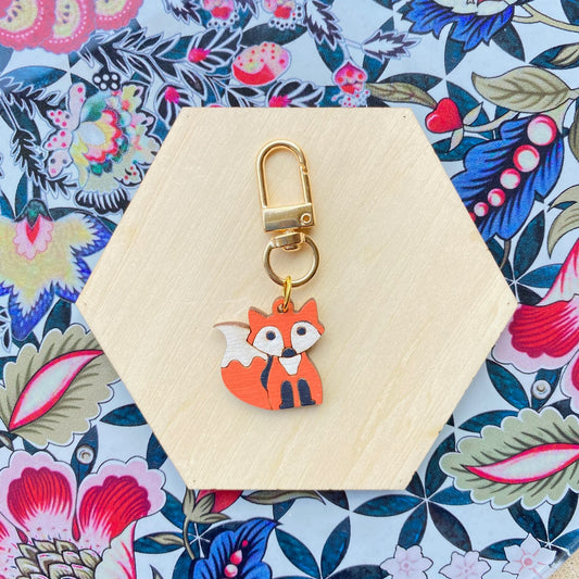 Fox- Handmade Wood Bag Charm