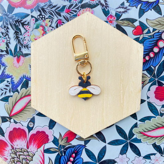 Bee- Handmade Wood Bag Charm