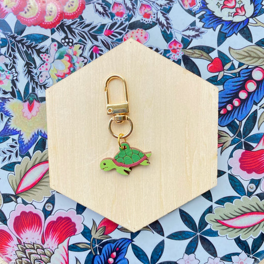 Turtle- Handmade Wood Bag Charm