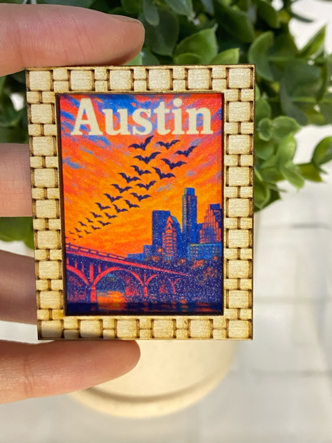 Miniature framed art magnet- Austin Collection