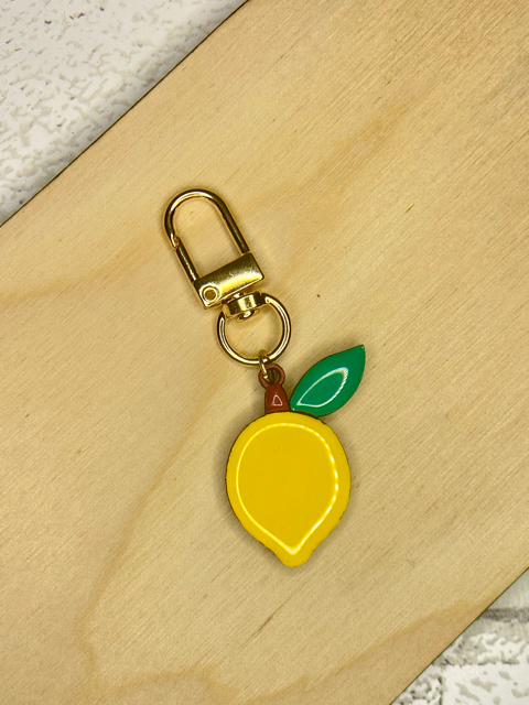 Lemon- Handmade Wood Bag Charm