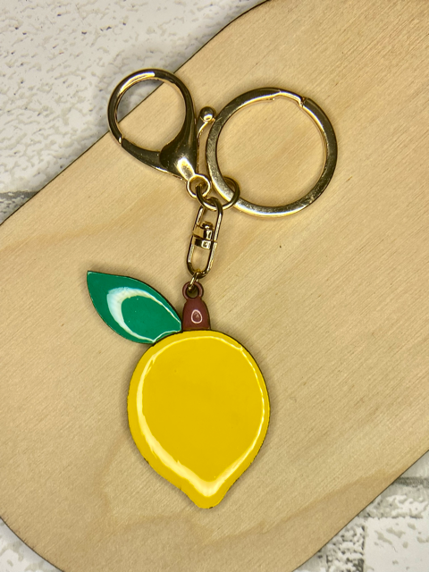 Lemon- Handmade Wood Keychain