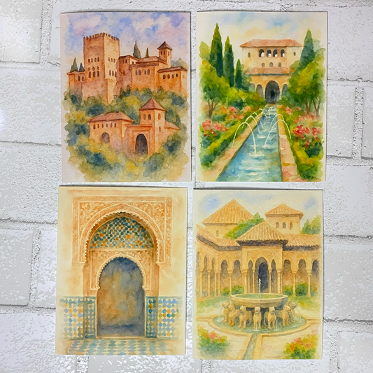 The Alhambra Collection – Set of 8 Watercolor Greeting Cards from Granada