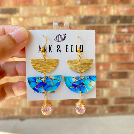Stained Glass Half Moon Dangle Earrings