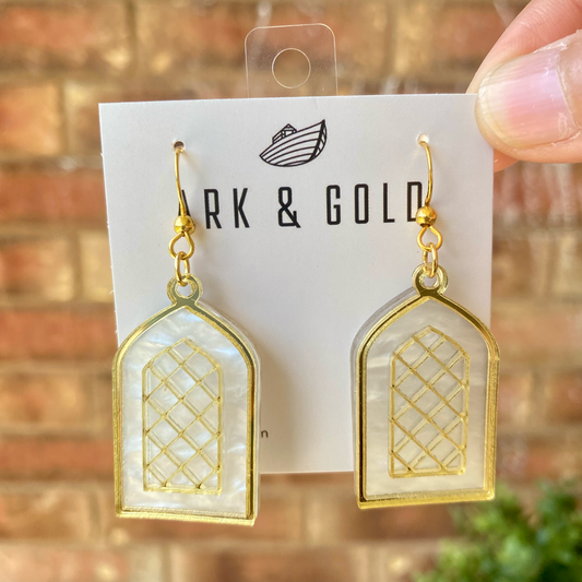 Pearl Window Drop Earrings