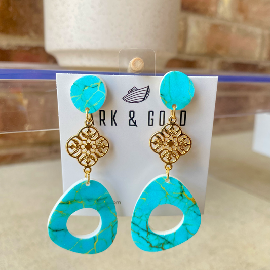 Turquoise Abstract Dangle Earrings