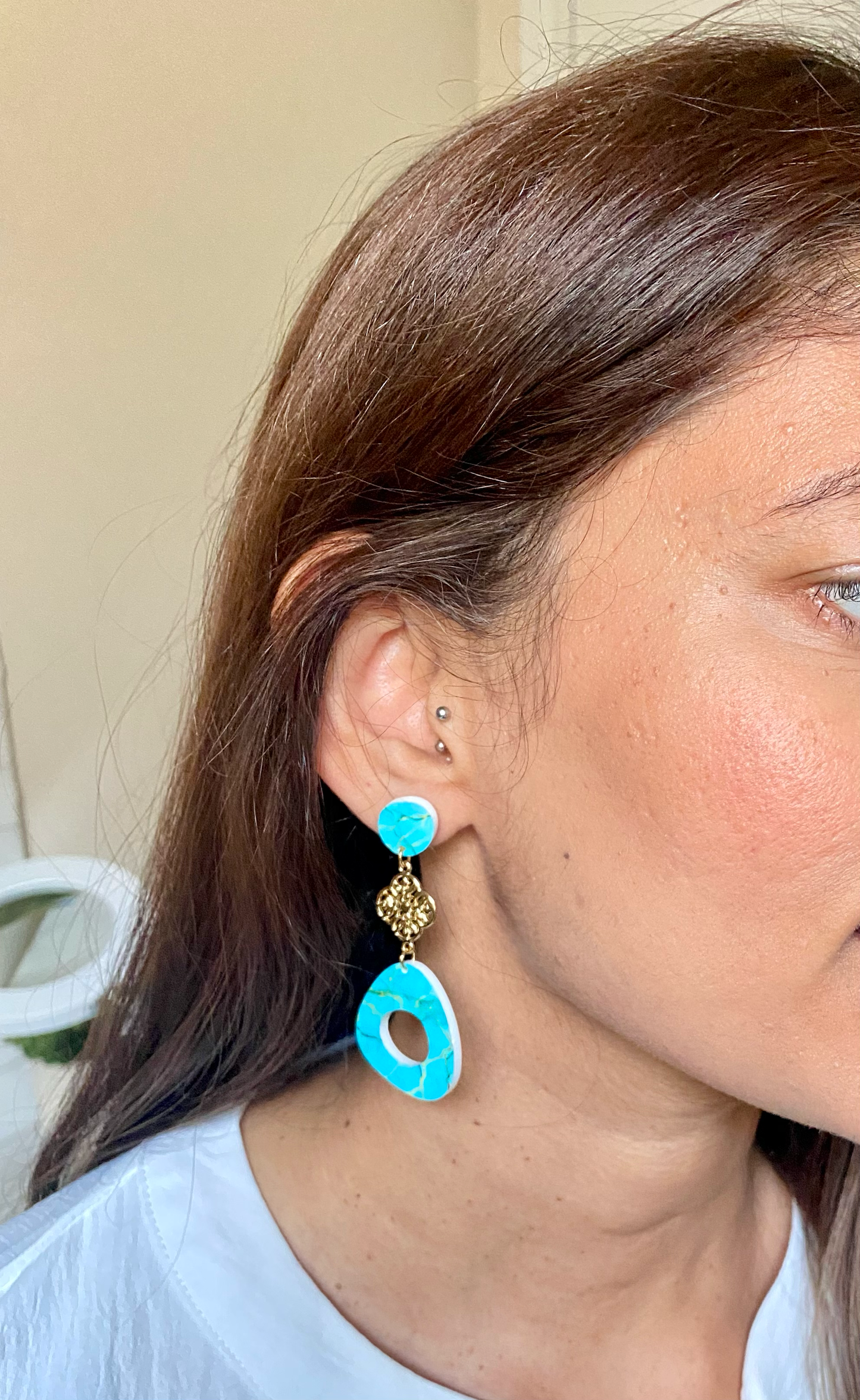 Turquoise Abstract Dangle Earrings