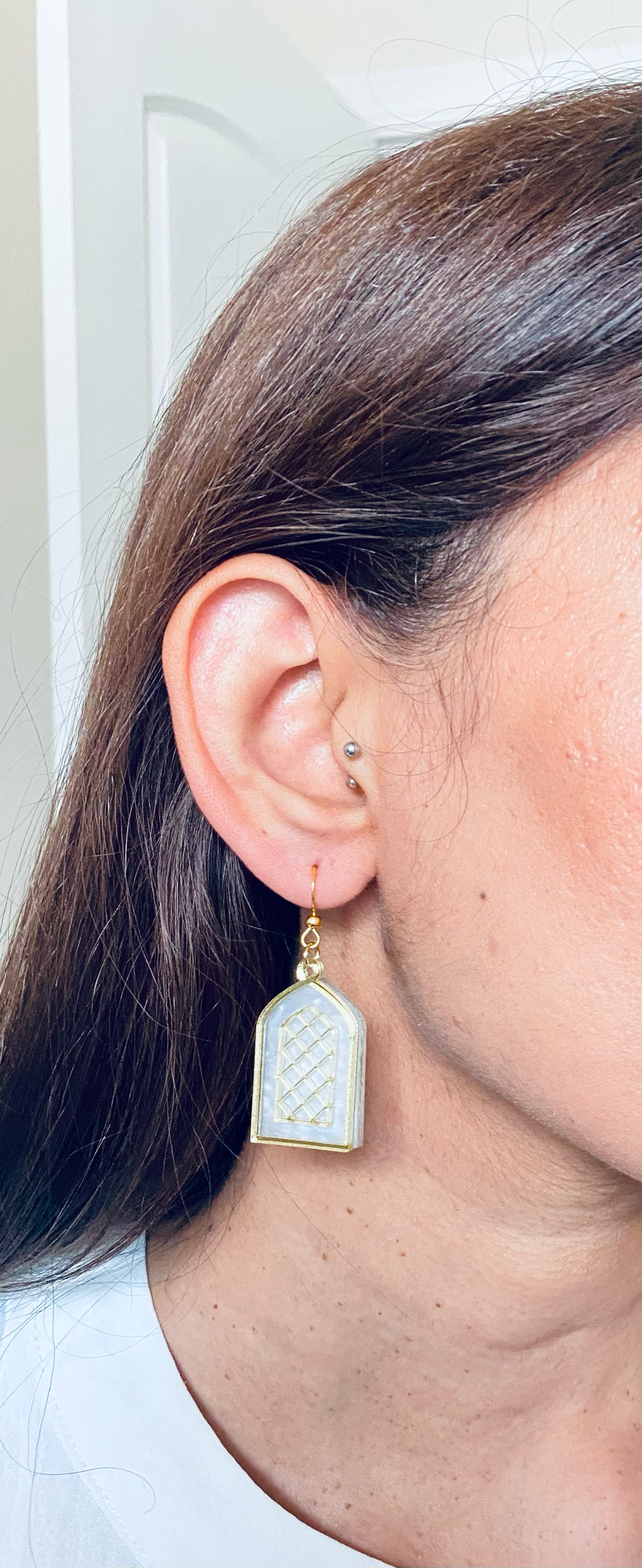 Pearl Window Drop Earrings