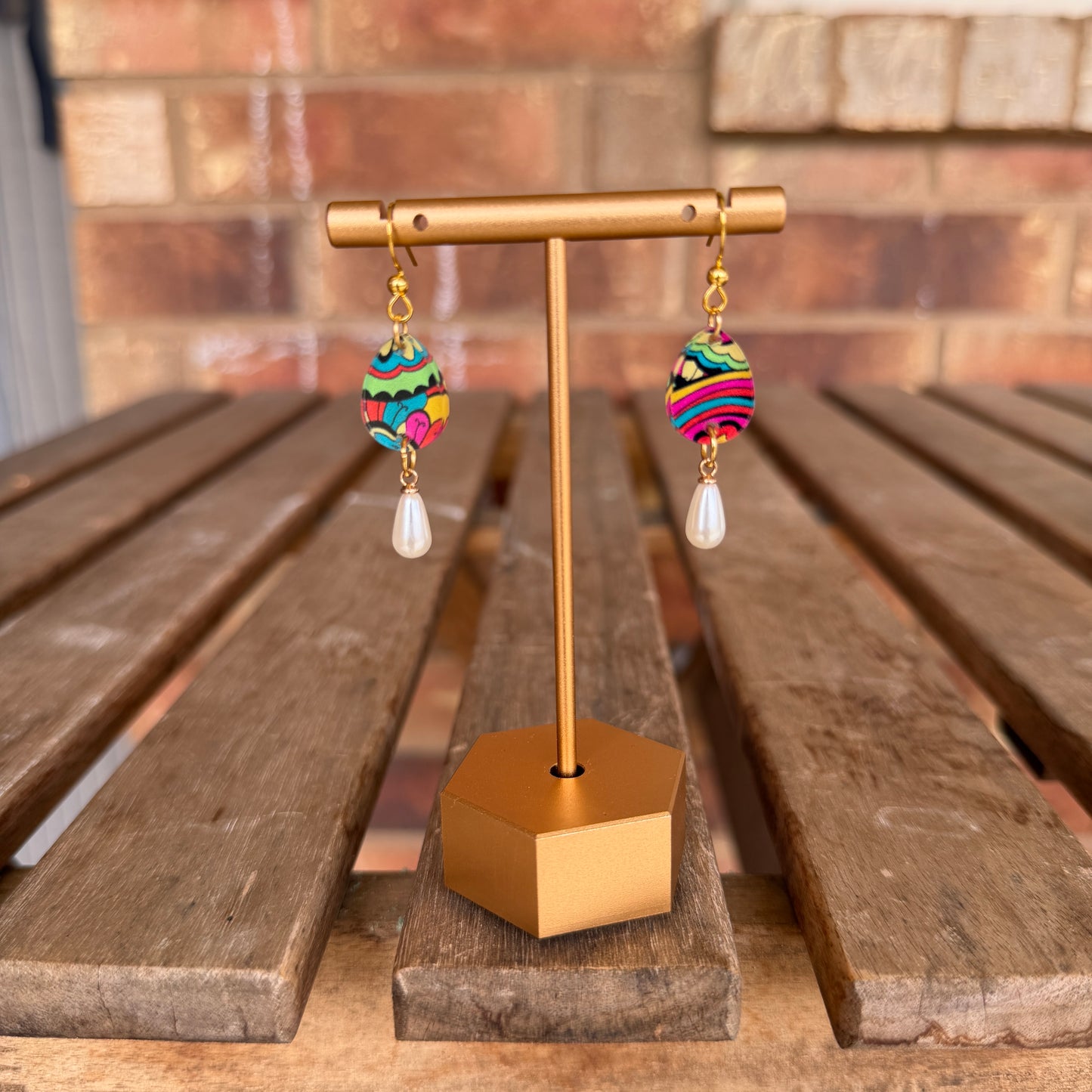 Paisley Pearl Drop Dangle Earrings