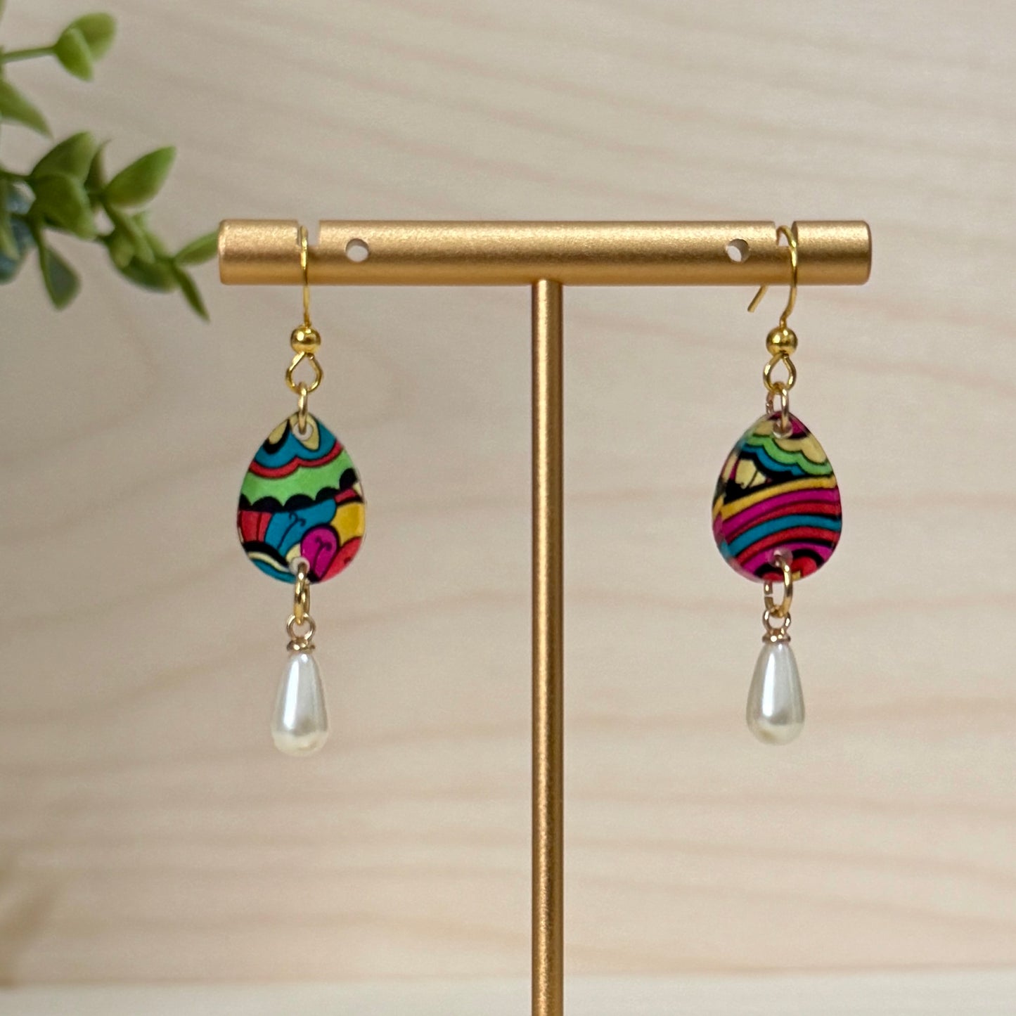 Paisley Pearl Drop Dangle Earrings