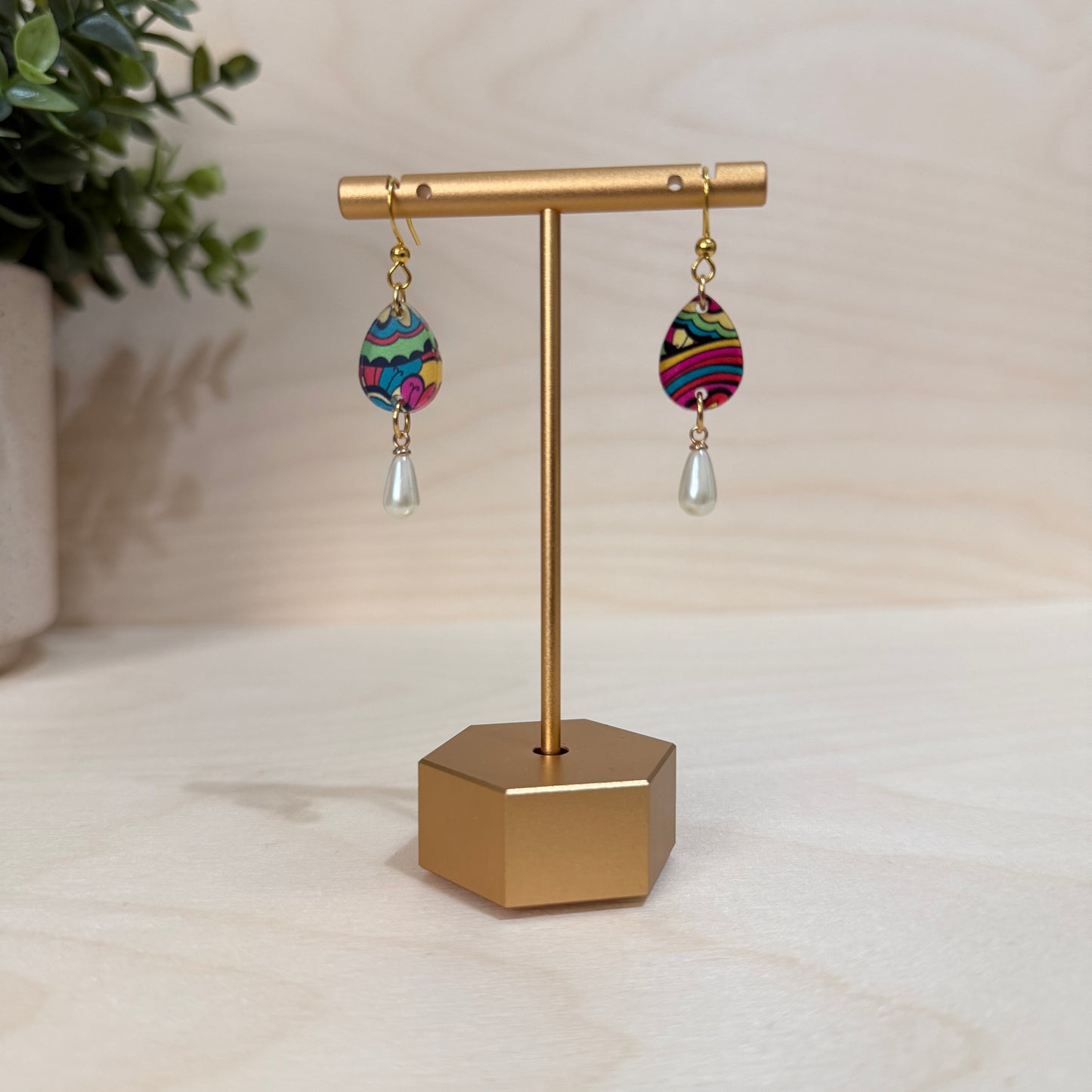 Paisley Pearl Drop Dangle Earrings