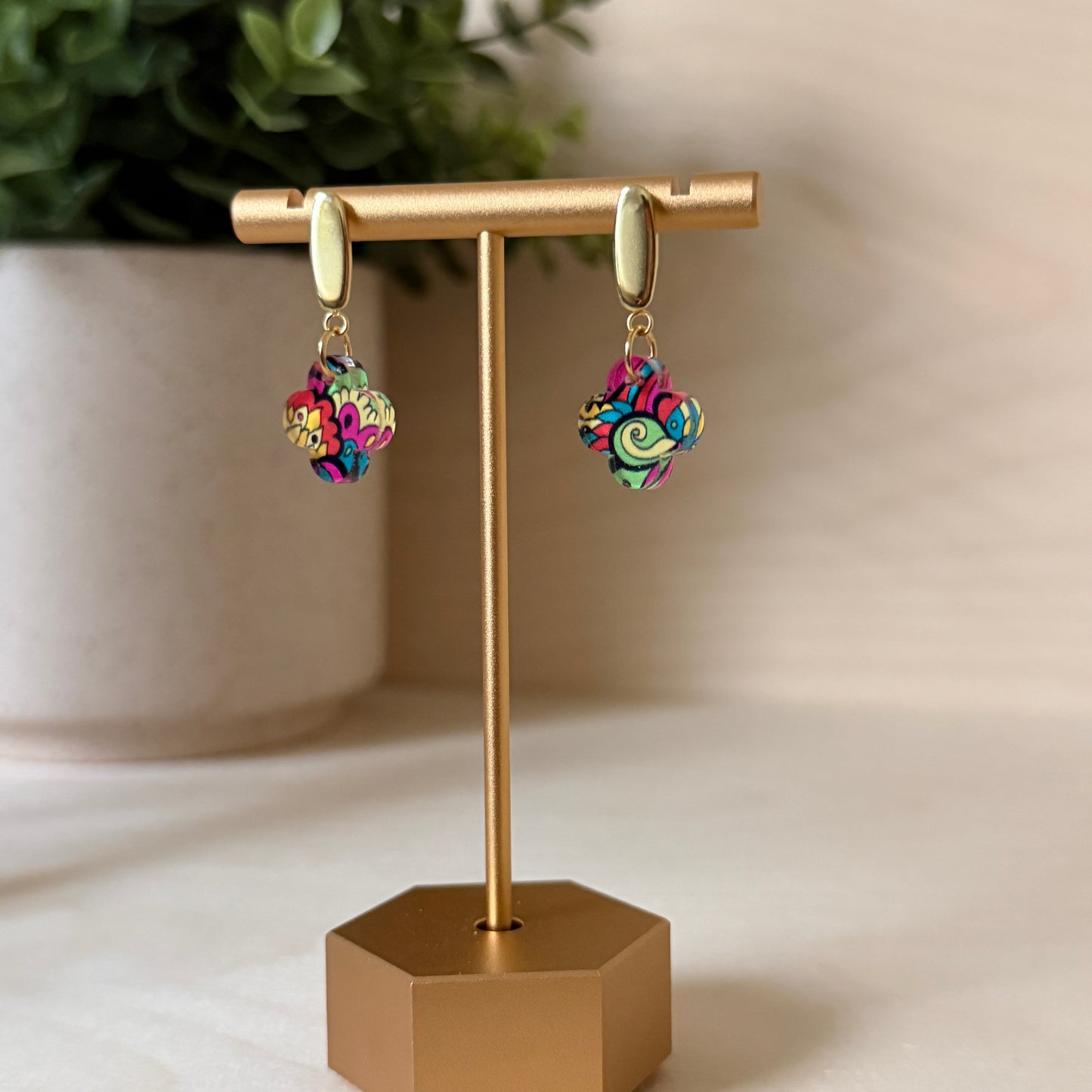 Paisley Quatrefoil Dangle Earrings