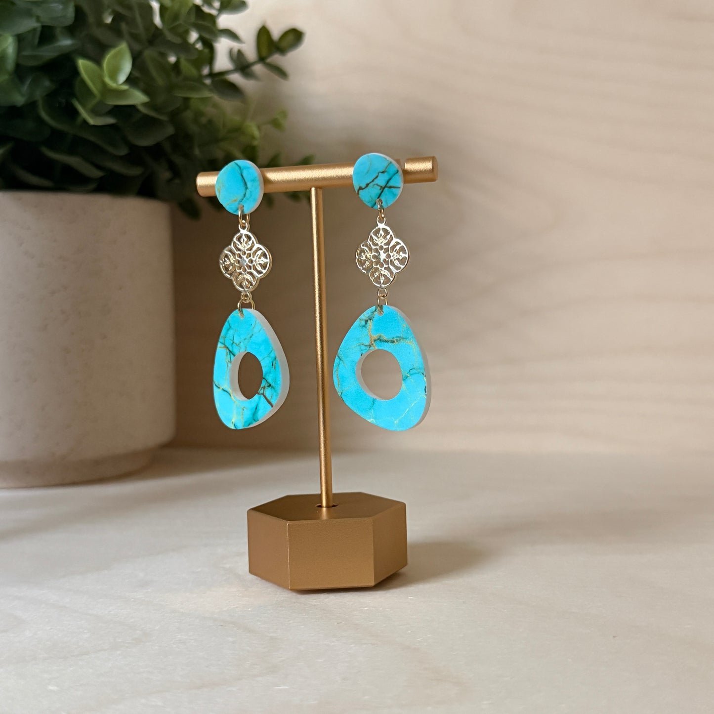 Turquoise Abstract Dangle Earrings