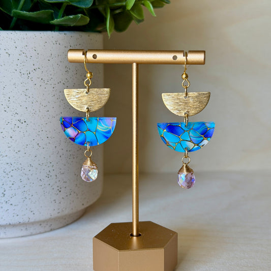 Pearl Half Moon Dangle Earrings