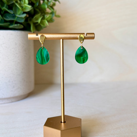 Emerald Marble Drop Earrings