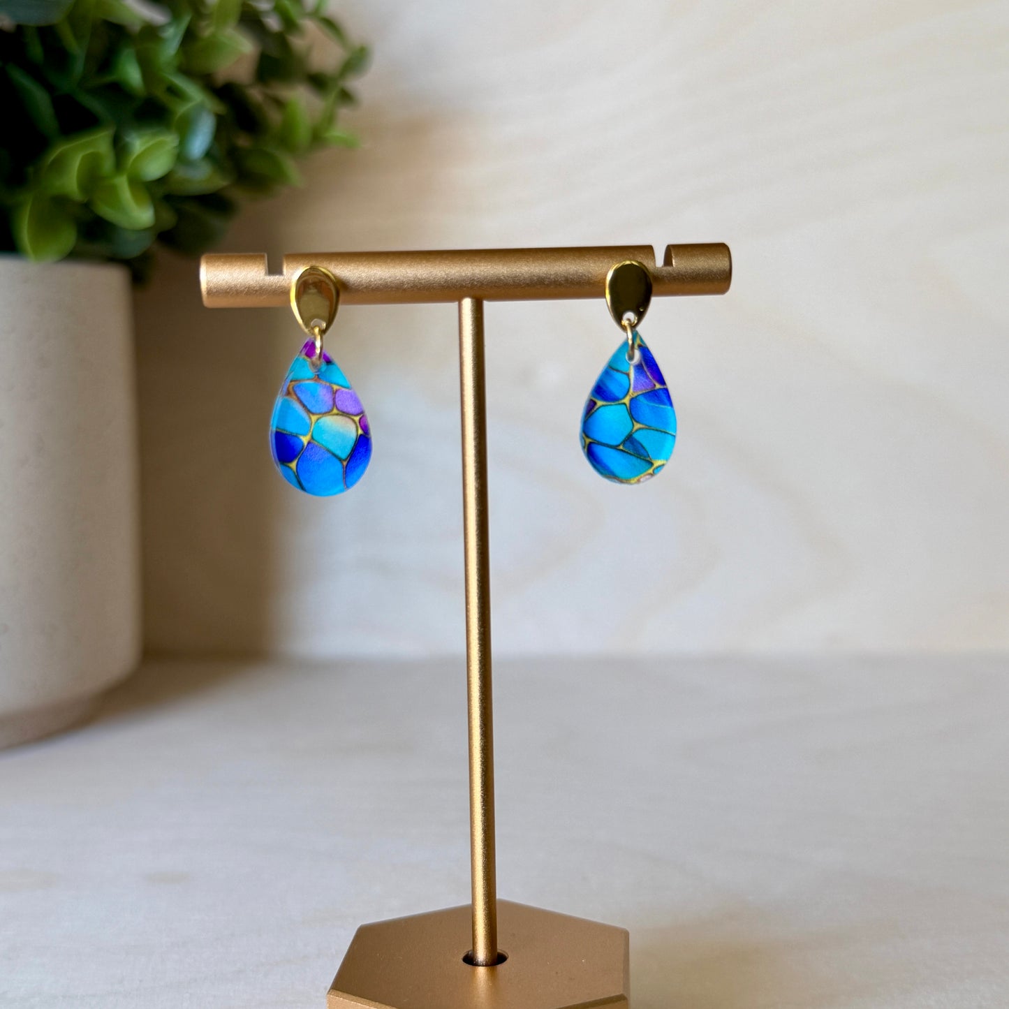 Small Stained Glass Drop Earrings