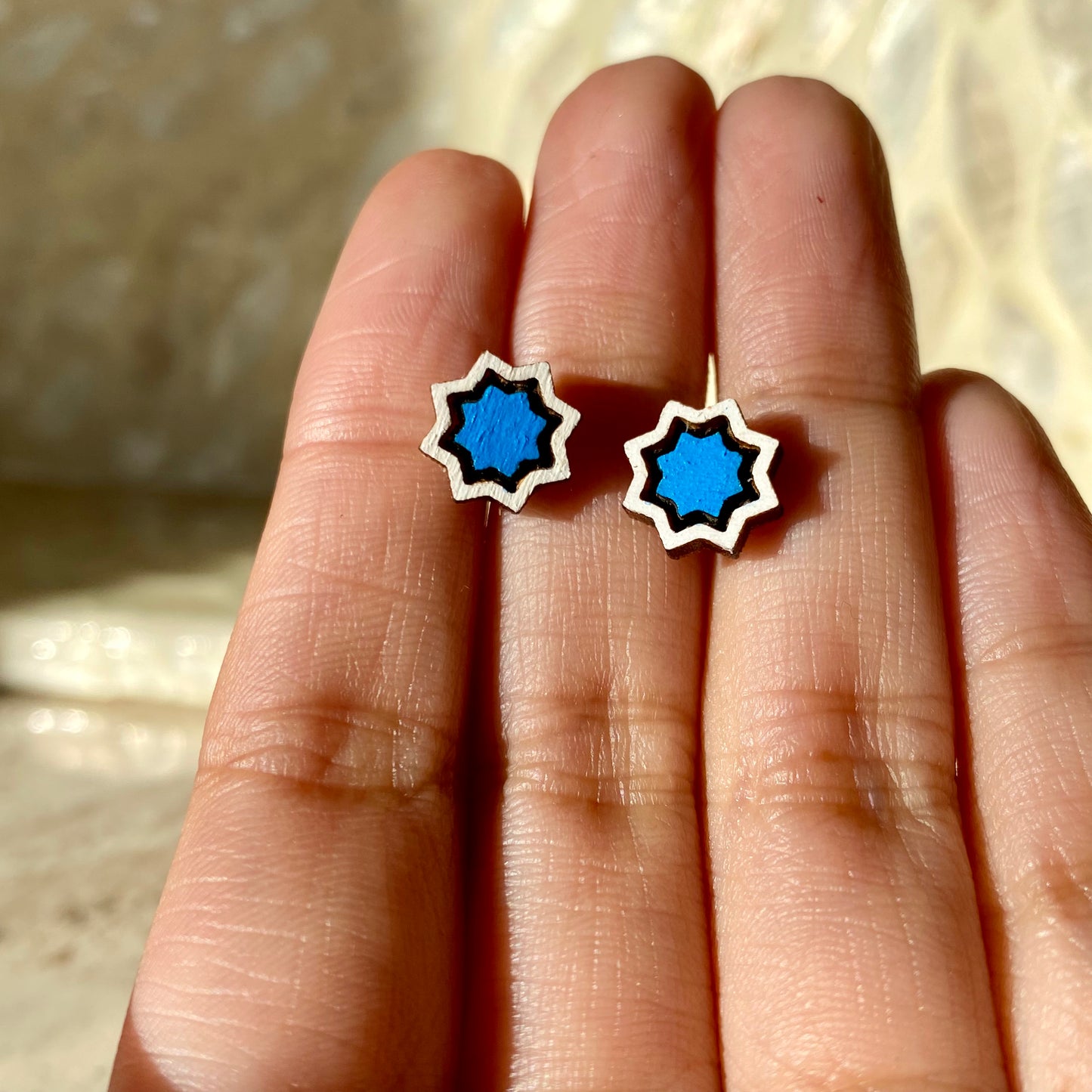 Hexagram Studs- Handmade Wood Earrings