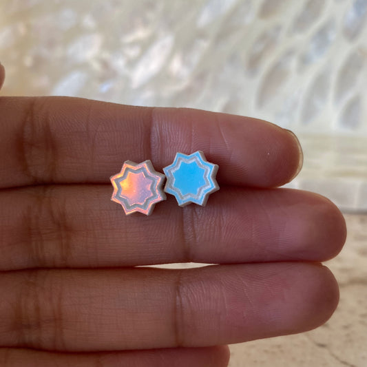 Holographic Hexagram Studs