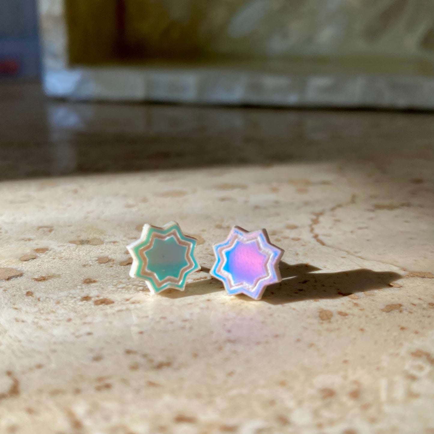 Holographic Hexagram Studs